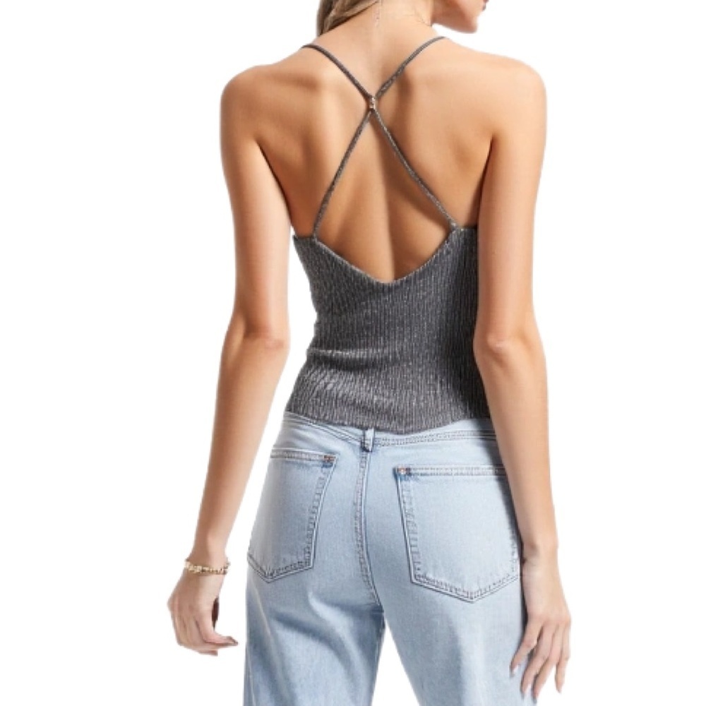 Express Metallic Silver Holiday Camisole Size Small
